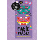 MAGIC MASKS - 6 MASQUES EN PAPIER A DECORER AVEC DES STICKERS FLUO