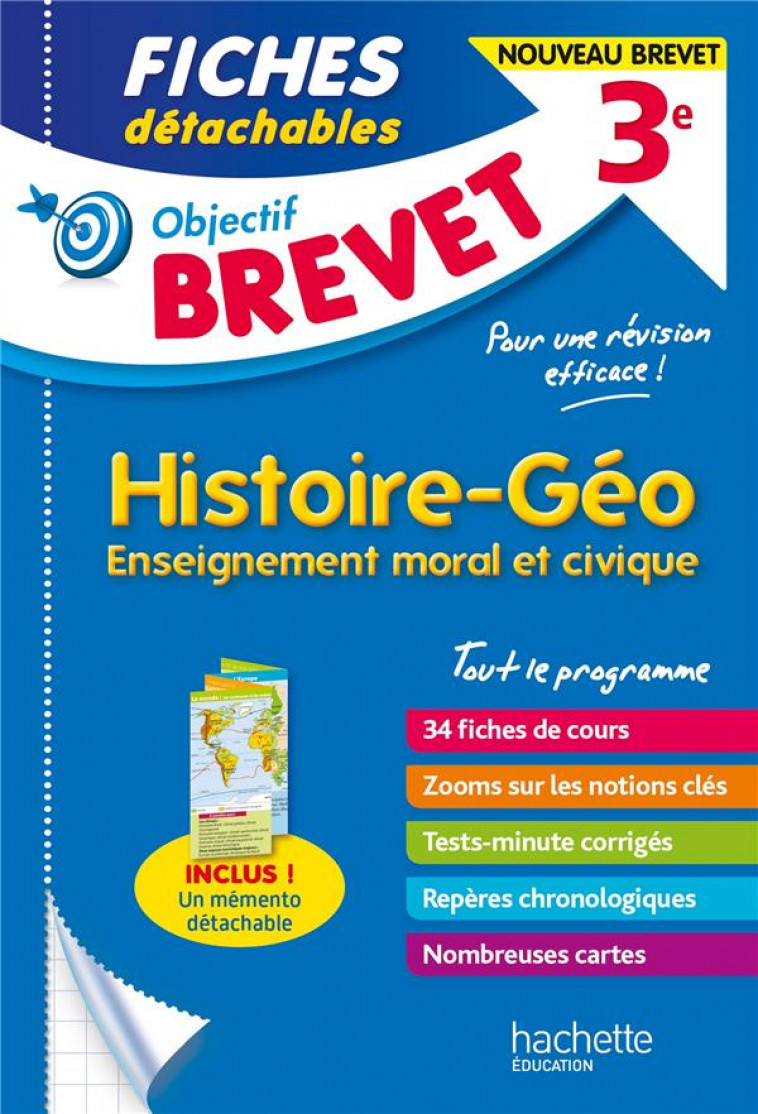 OBJECTIF BREVET FICHES HISTOIRE-GEOGRAPHIE-ENSEIGNEMENT MORAL ET CIVIQUE - BASNIER RICHARD - HACHETTE