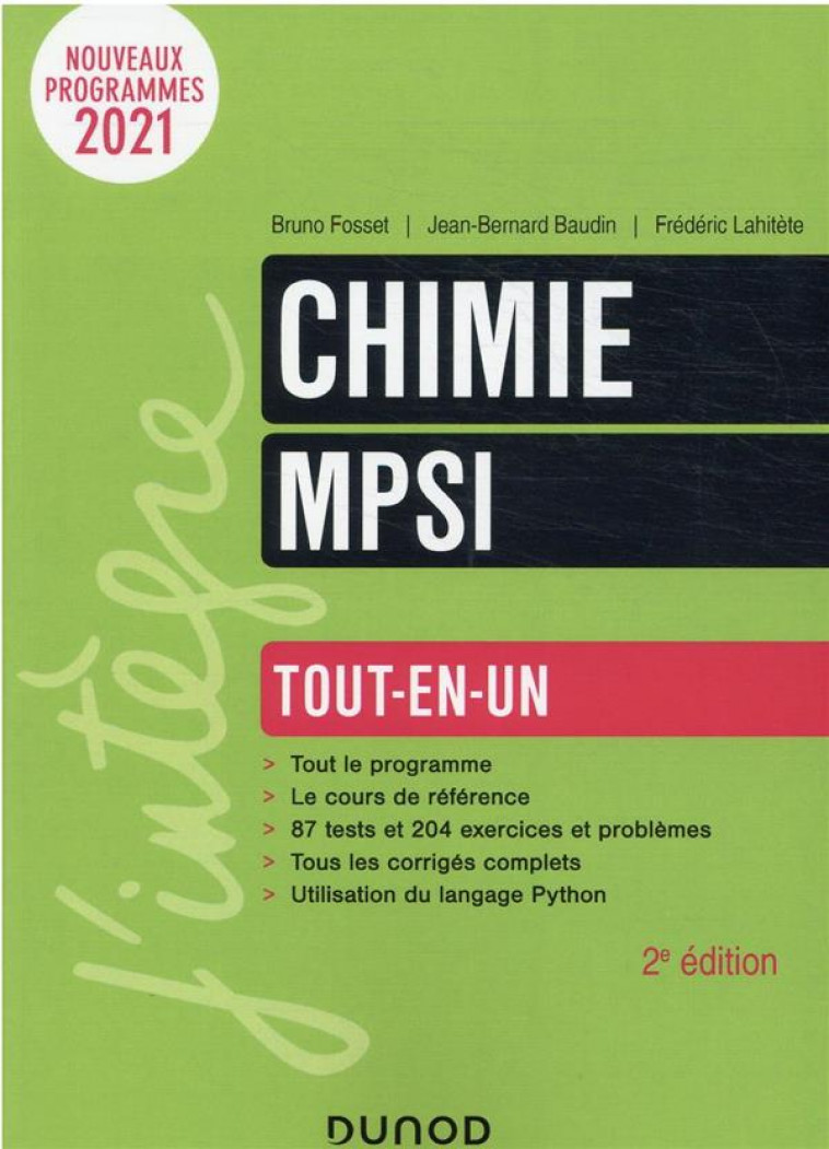 CHIMIE TOUT-EN-UN MPSI - 2E ED. - FOSSET/BAUDIN - DUNOD