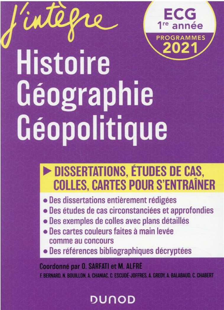 ECG 1RE ANNEE - HISTOIRE GEOGRAPHIE GEOPOLITIQUE - 2021 - SARFATI/ALFRE/ESCUDE - DUNOD