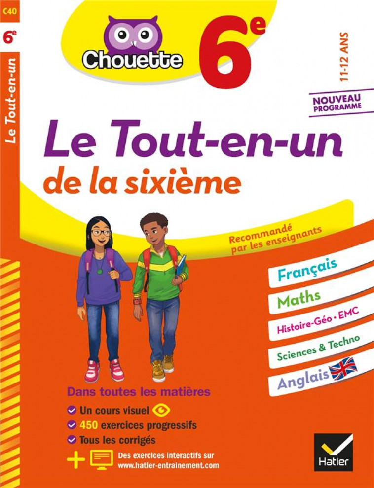 CHOUETTE LE TOUT-EN-UN 6E - CAHIER DE REVISION ET D-ENTRAINEMENT DANS TOUTES LES MATIERES - BONNEFOND/DAVIAUD - HATIER SCOLAIRE