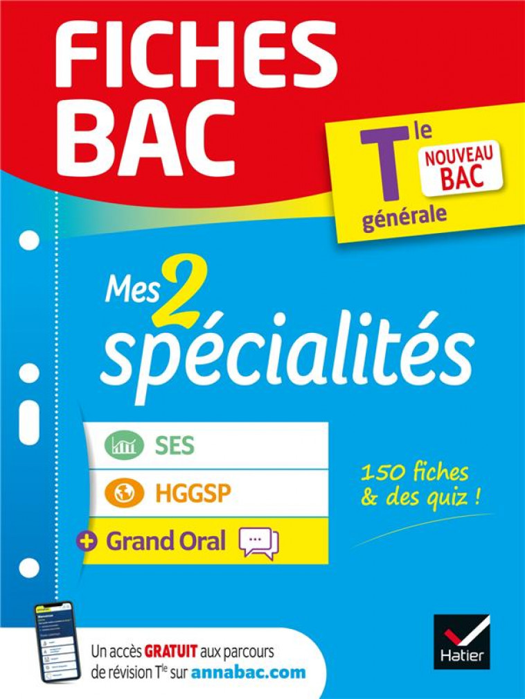 FICHES BAC MES 2 SPECIALITES TLE GENERALE : SES, HGGSP & GRAND ORAL - BAC 2022 - NOUVEAU PROGRAMME D - XXX - HATIER SCOLAIRE