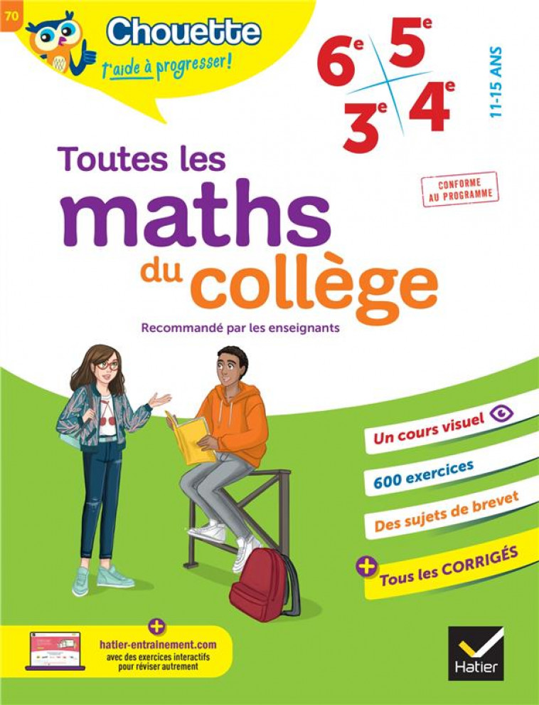 TOUTES LES MATHS DU COLLEGE 6E, 5E, 4E, 3E - CAHIER DE REVISION ET D-ENTRAINEMENT POUR TOUTES LES AN - BONNEFOND/DAVIAUD - HATIER SCOLAIRE