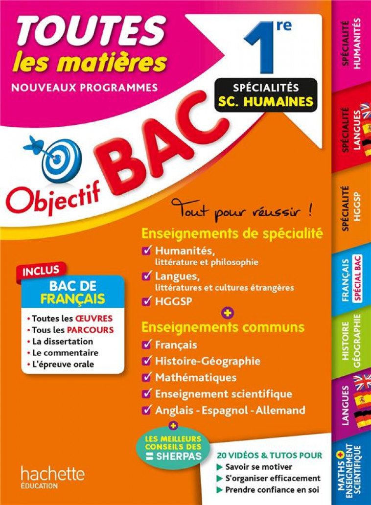 OBJECTIF BAC 2024 - 1RE SPECIALITES SCIENCES HUMAINES TOUTES LES MATIERES - TEPER/BINZ/BARBAZO - HACHETTE