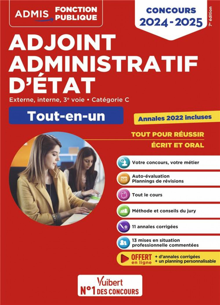 CONCOURS ADJOINT ADMINISTRATIF D-ETAT - CATEGORIE C - TOUT-EN-UN - CONCOURS 2023-2024 - HERBAUT/LAVAUD/TATAT - VUIBERT