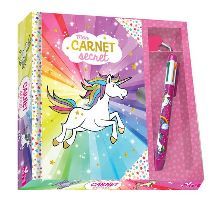 MON CARNET SECRET LICORNE - COFFRET AVEC STYLO 4 COULEURS - MORAN PAUL - NC