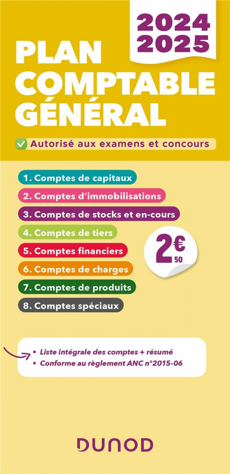 PLAN COMPTABLE GENERAL - PCG - 2024-2025 - LISTE INTEGRALE DES COMPTES - DISLE CHARLOTTE - DUNOD