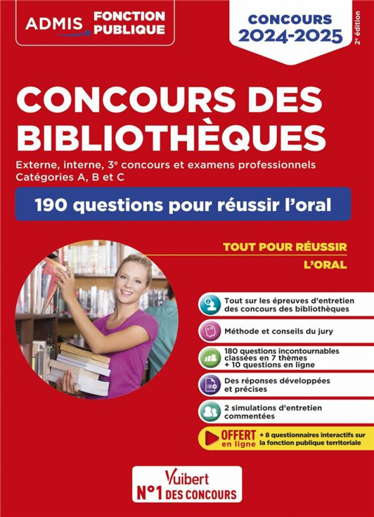 CONCOURS DES BIBLIOTHEQUES - CATEGORIES A, B ET C - 190 QUESTIONS POUR REUSSIR L-ORAL - CONCOURS ET - BESANCON/LEJEUNE - VUIBERT