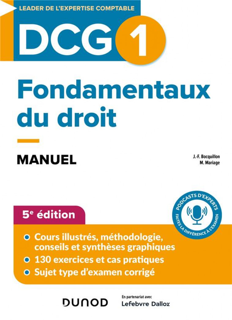 DCG 1 - INTRODUCTION AU DROIT -DCG 1 - DCG 1 - FONDAMENTAUX DU DROIT - MANUEL - 5E ED. - BOCQUILLON/MARIAGE - DUNOD