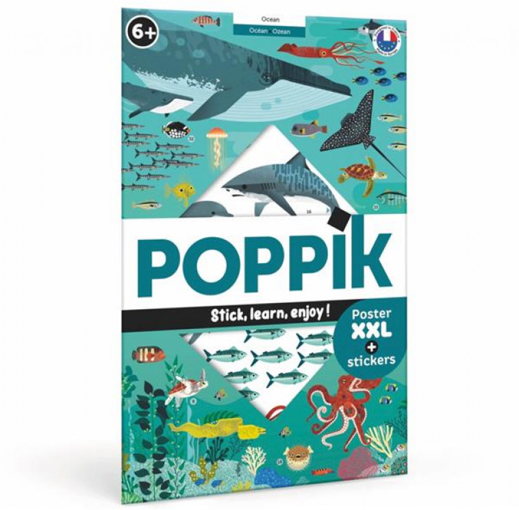 POPPIK - LES ANIMAUX DES OCEANS - 1 POSTER + 59 STICKERS REPOSITIONNABLES - BRUNELLIERE LUCIE - NC