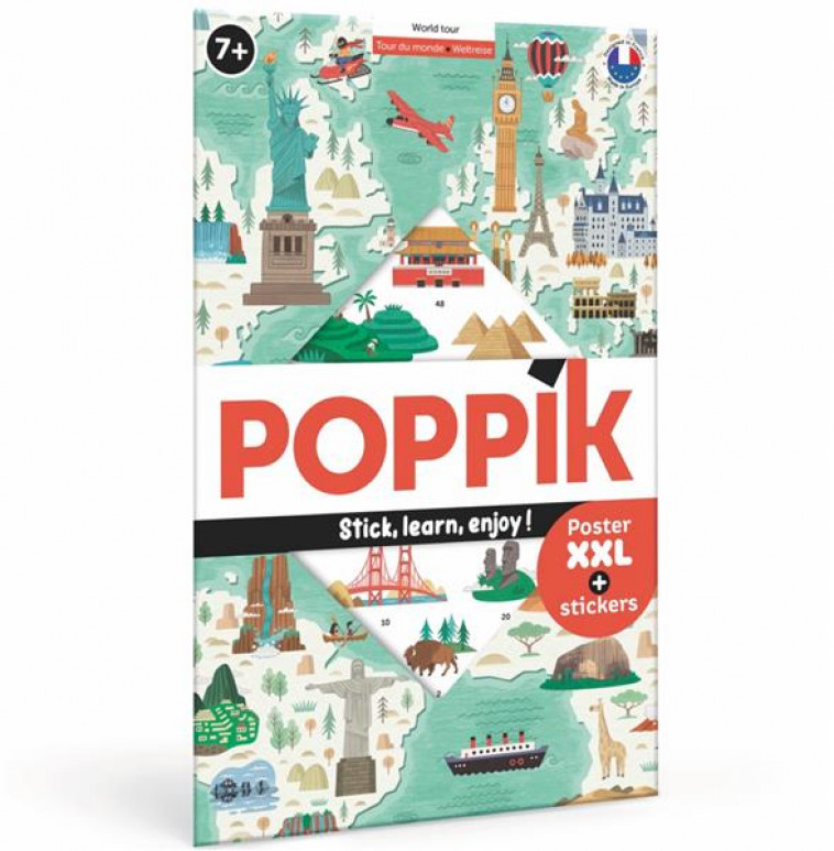 POPPIK - TOUR DU MONDE - 1 POSTER + 71 STICKERS REPOSITIONNABLES - MEDINA VICTOR - NC