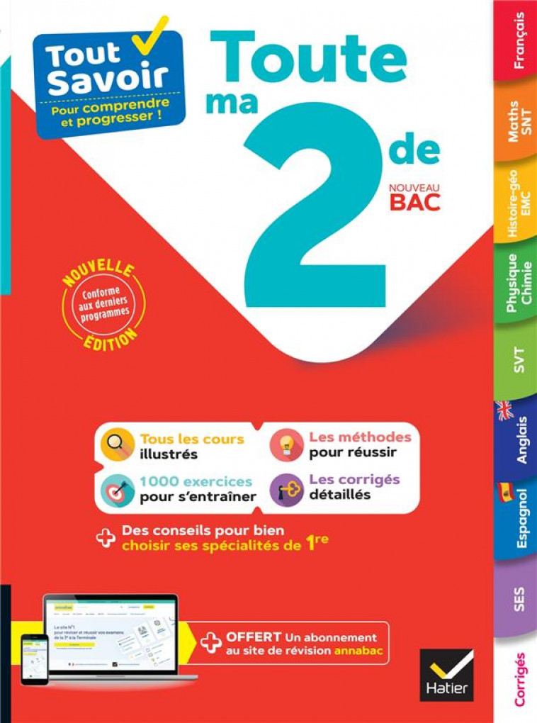 TOUT SAVOIR 2DE 2024-2025 (TOUTES LES MATIERES) - TOUT-EN-UN - NOUVEAU BAC - BERGERON/JEANMOUGIN - HATIER SCOLAIRE