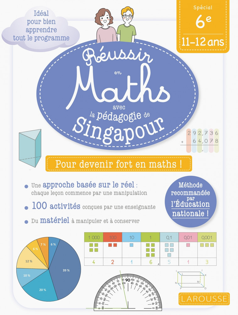 Réussir en maths avec la pédagogie de Singapour 6e - Urvoy Delphine - LAROUSSE