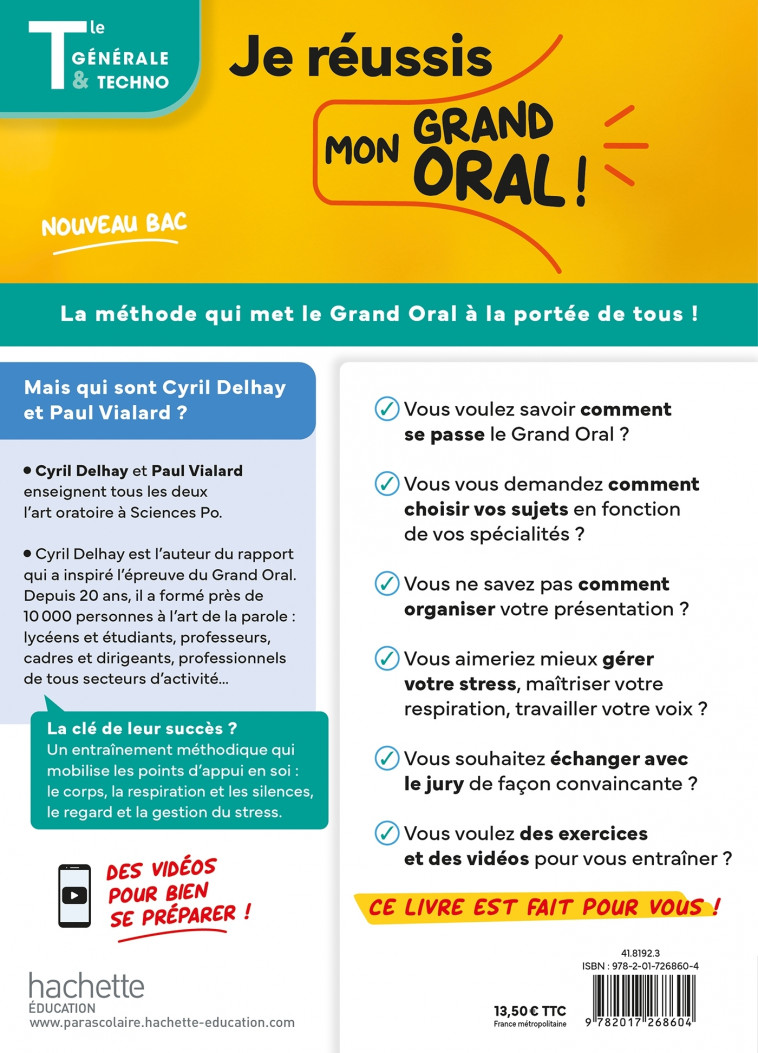 Je réussis mon Grand Oral Bac 2025 Tles générale et technologiques - Delhay Cyril, Vialard Paul, Poirier Anne-Gaëlle - HACHETTE EDUC