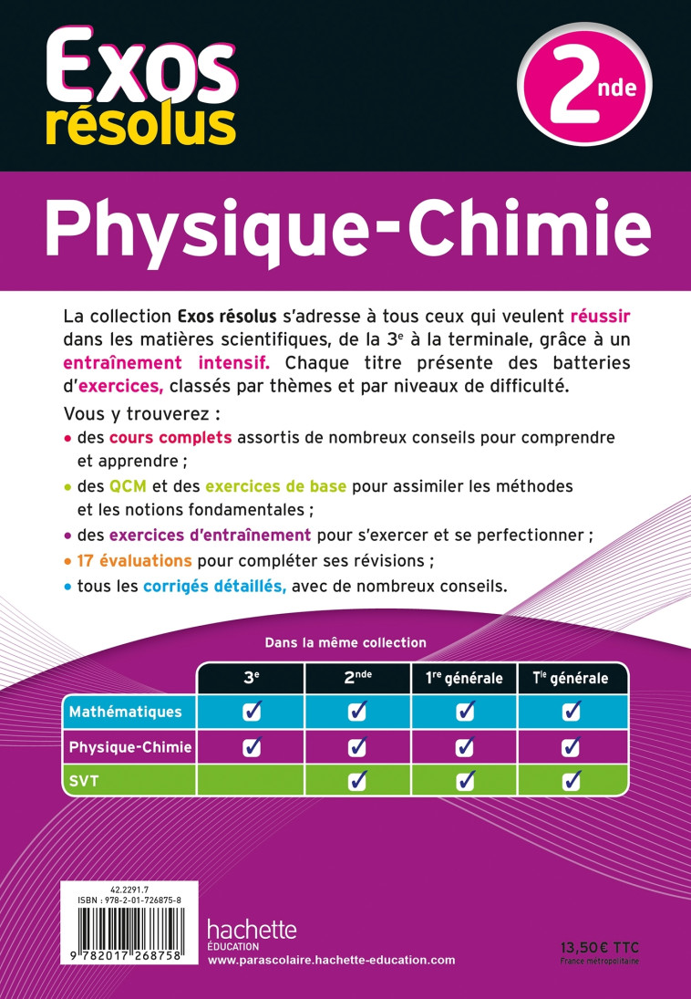 Exos Résolus - Physique-Chimie 2nde - Frédérique De La Baume - HACHETTE EDUC