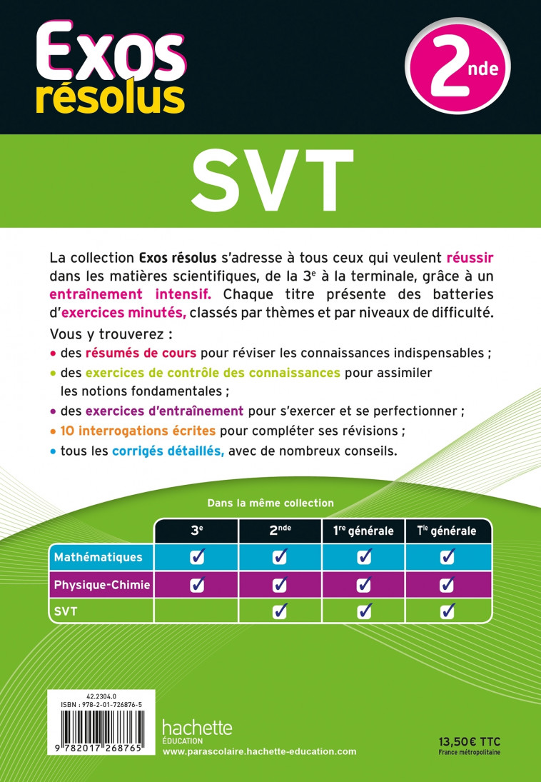 Exos résolus - SVT 2nde - Delguel Patrice, PESSOTTO Yannick - HACHETTE EDUC