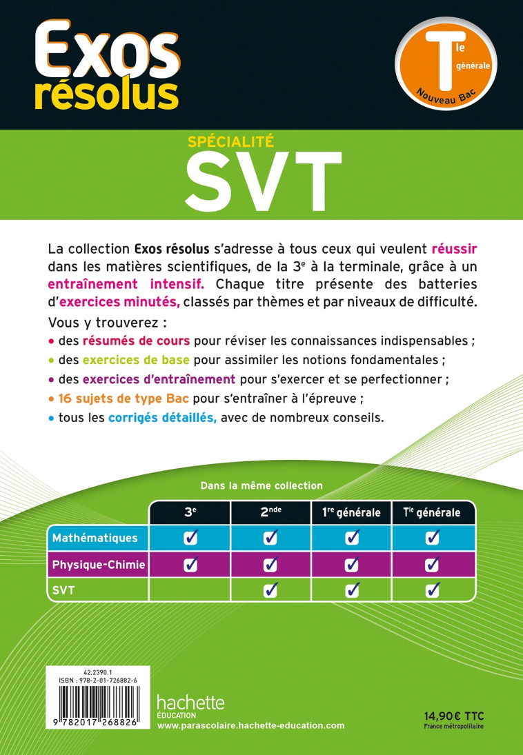 Exos résolus spécialité SVT Tle - Lefèvre Laëtitia, Binz Pierre, Franck Guais Franck Guais, Franck Guais  - HACHETTE EDUC