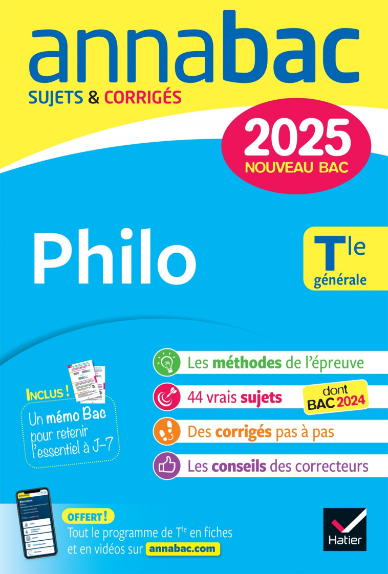 Annales du bac Annabac 2025 Philo Tle générale - Cerqueira Sabrina, Lamouche Fabien - HATIER