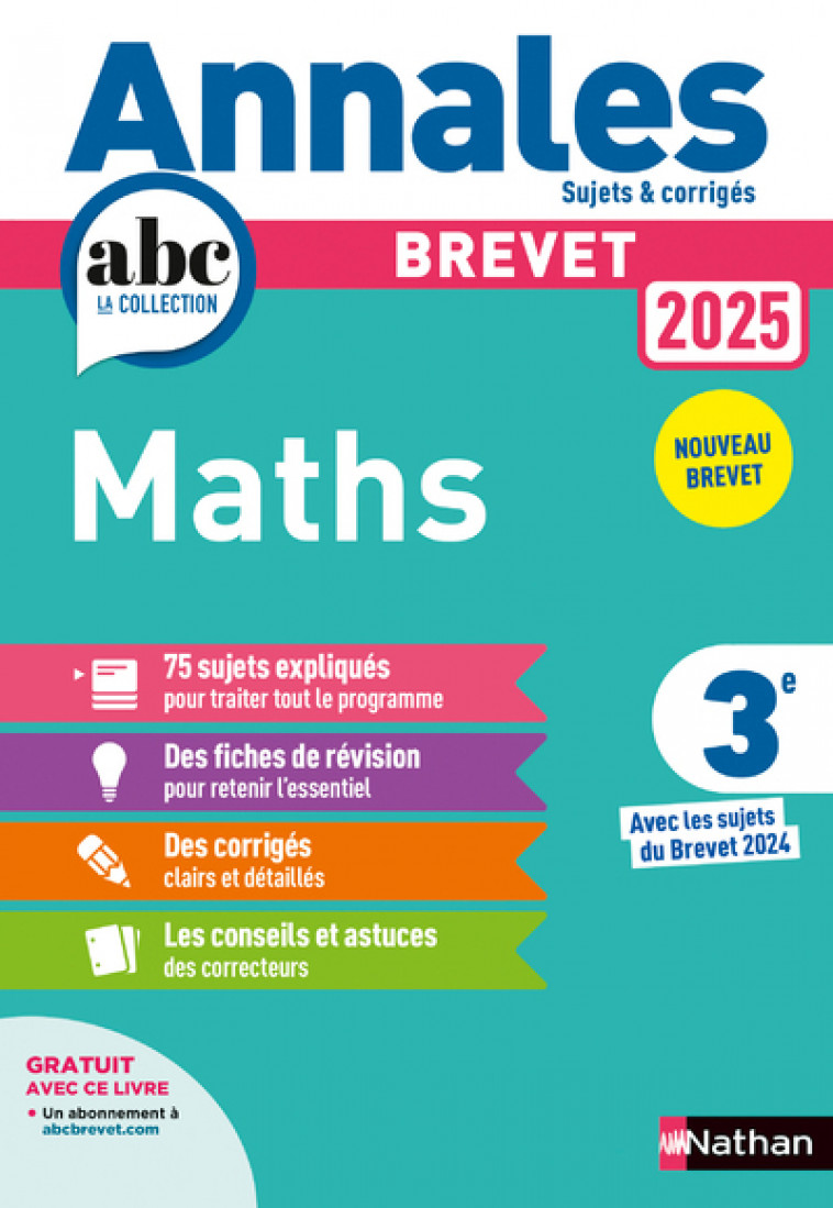 Annales Brevet 2025 Maths - Corrigé - Carole Feugère, Gilles Mora - NATHAN