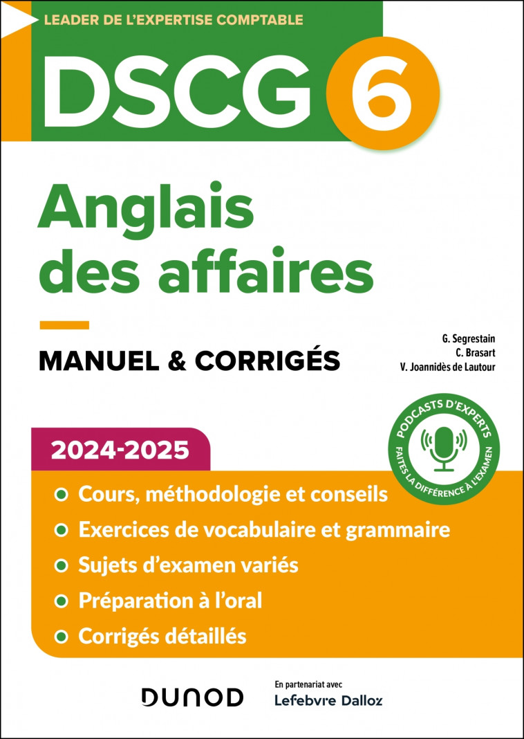 DSCG 6 - Anglais des affaires - Manuel - 2024-2025 - Gilles Segrestain, Charles Brasart, Vassili Joannidès de Lautour - DUNOD