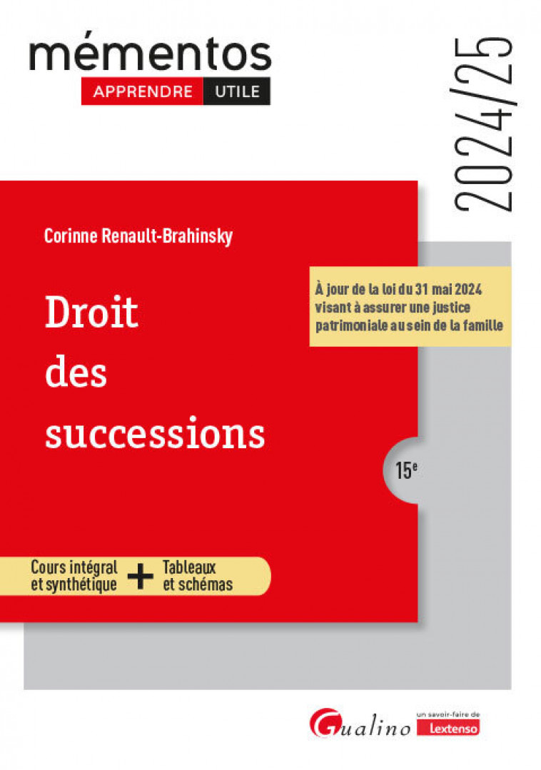 Droit des successions -  Corinne Renault-Brahinsky, Corinne Renault-Brahinsky - GUALINO