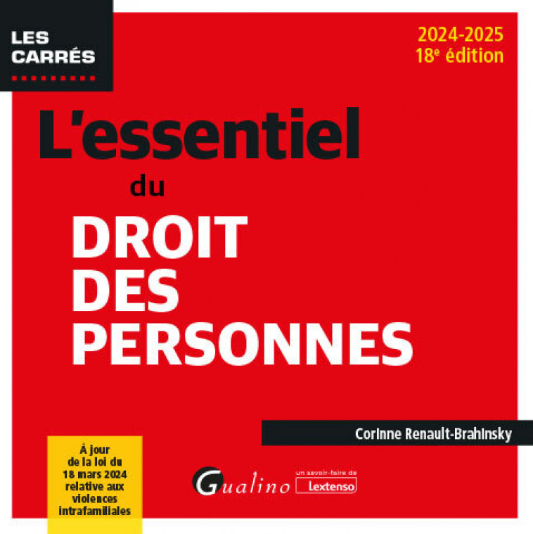 L'essentiel du droit des personnes - Corinne Renault-Brahinsky - GUALINO