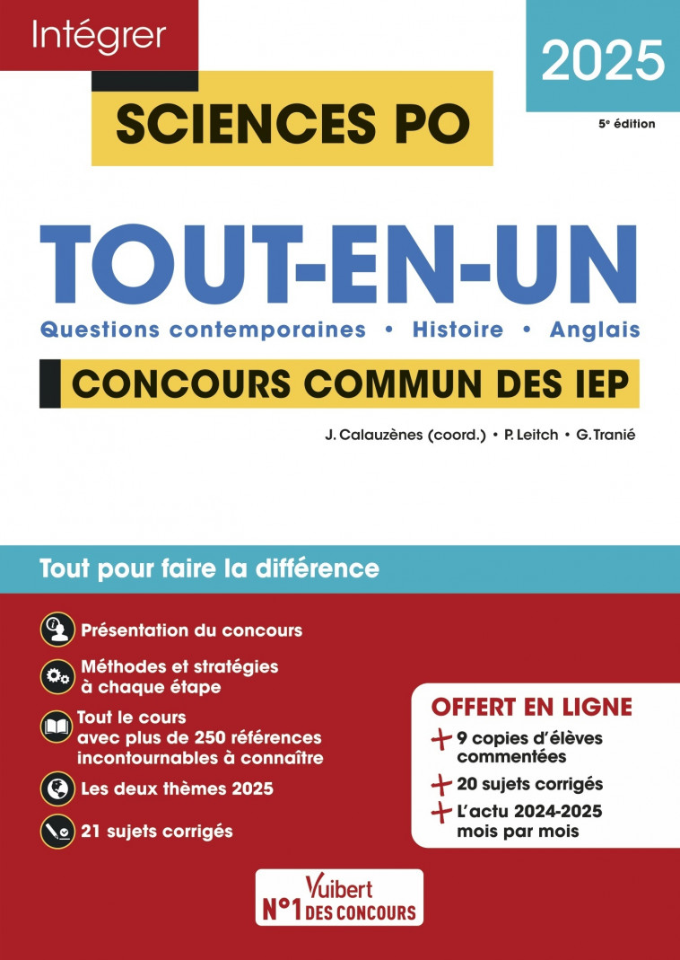 Sciences Po - Concours commun des IEP 2025 - Tout-en-un - Ghislain Tranié, Jérôme Calauzènes, Paul Leitch - VUIBERT