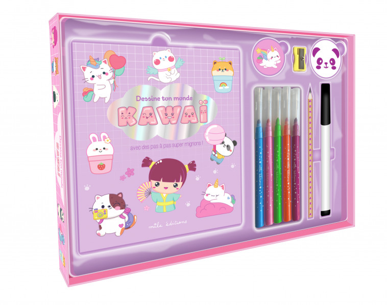 Dessine ton monde kawai (coffret) -  Collectif - MILA