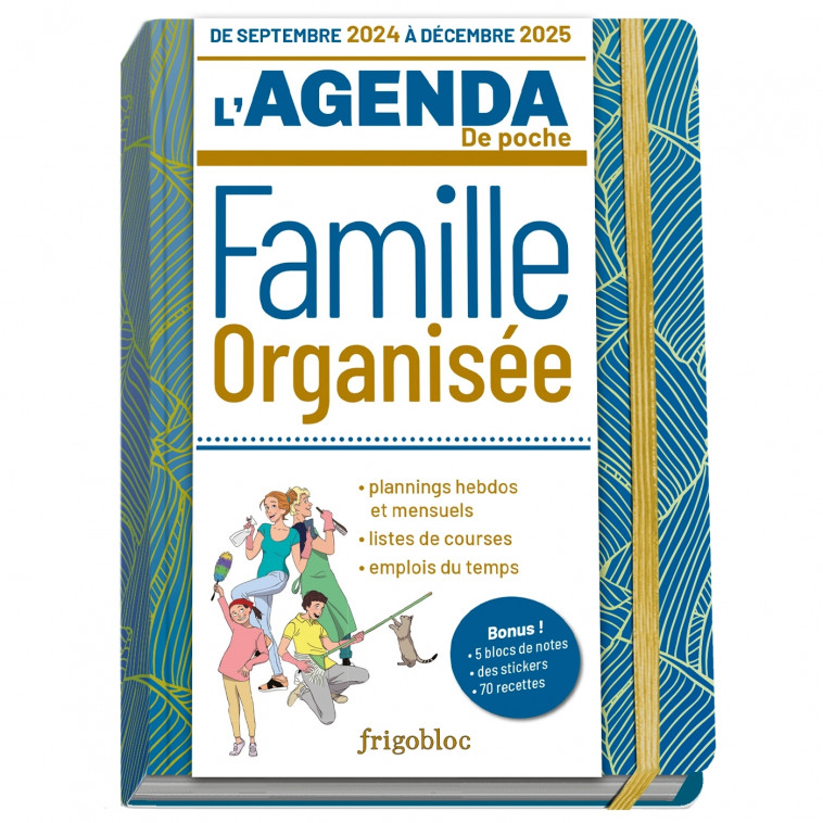 Agenda de poche 2025 de la famille organisée - bleu (de sept. 2024 à déc. 2025) -   - PLAY BAC