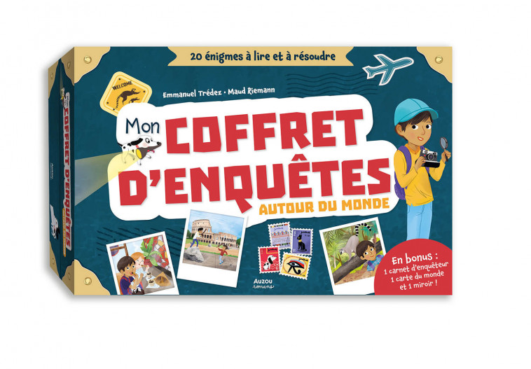 MES PREMIERES ENQUETES - MON COFFRET D-ENQUETES AUTOUR DU MONDE - 20 ENIGMES A LIRE ET A RESOUDRE -  tredez emmanuel, Maud Riemann - AUZOU