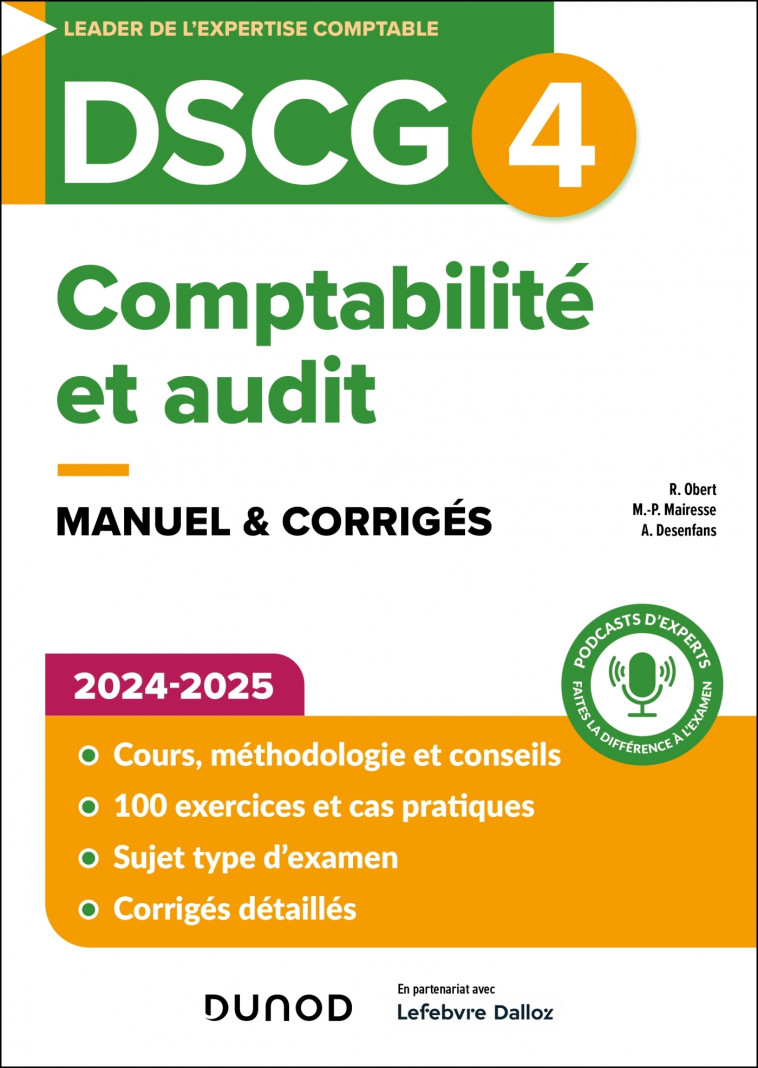 DSCG 4 - Comptabilité et audit - Manuel 2024-2025 - Robert Obert, Marie-Pierre Mairesse, Arnaud Desenfans - DUNOD