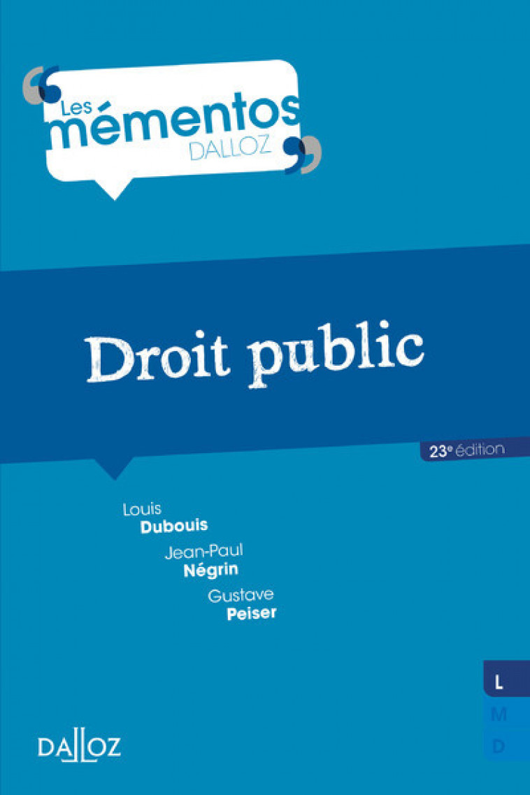 Droit public 23ed - Louis Dubouis, Jean-paul Négrin, Gustave Peiser - DALLOZ