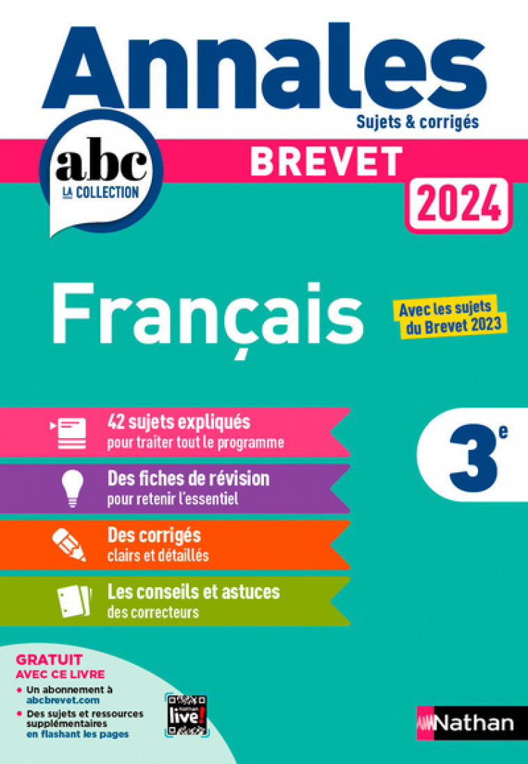 Annales Brevet Français 2024 - Corrigé - Thomas Bouhours - NATHAN