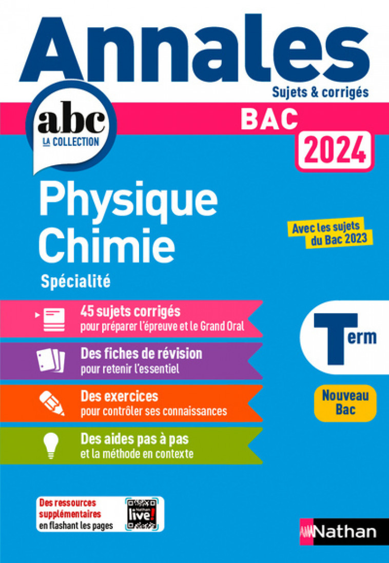 Annales Bac Physique Chimie Term. 2024 - Corrigé - Karine Marteau-Bazouni - NATHAN