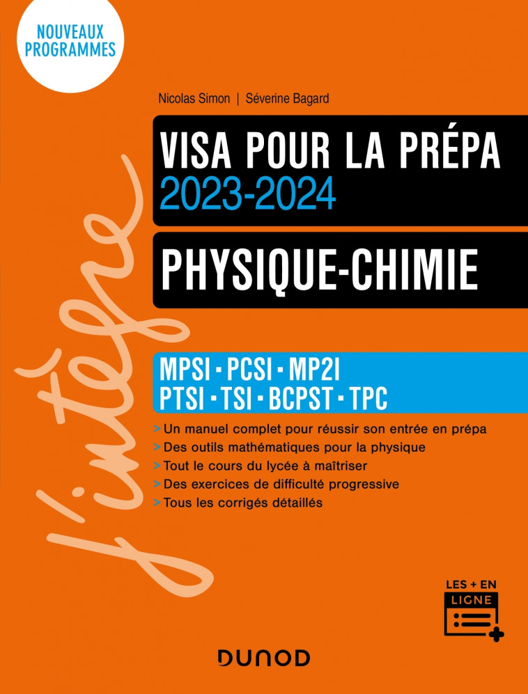 Physique-Chimie - Visa pour la prépa 2023-2024 - Séverine Bagard, Nicolas Simon - DUNOD