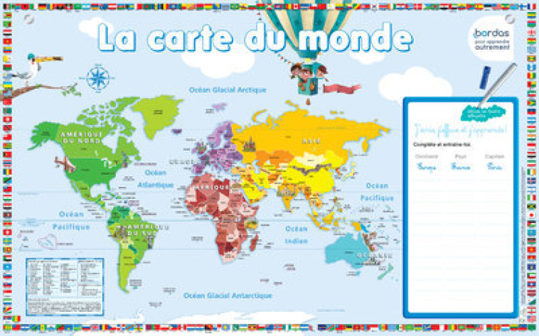 Les posters effaçables - La carte du monde - Nicolas Francescon - BORDAS