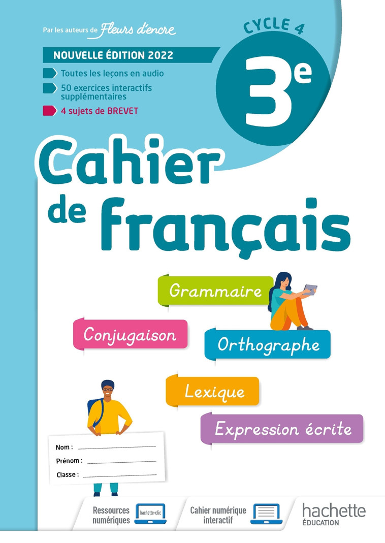 Cahier de Français cycle 4/3e - cahier d'activités - Ed. 2022 - Chantal Bertagna, Françoise Carrier-Nayrolles - HACHETTE EDUC