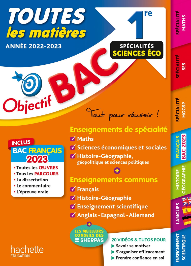 Objectif Bac 2023 - 1re Spécialités sciences éco Toutes les matières - Isabelle Lisle, Philippe Rousseau, Alexandre Blin, Arnaud Léonard, Caroline Garnier, Michael Salaun, Vincent Adoumié, Véronique Veyrier-Milan, Nathalie Thau, Pierre Binz, Sébastien Des