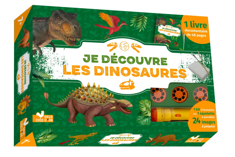 Je découvre les dinos - coffret avec lampe et kit excavation - Eric Mathivet,   - DEUX COQS D OR