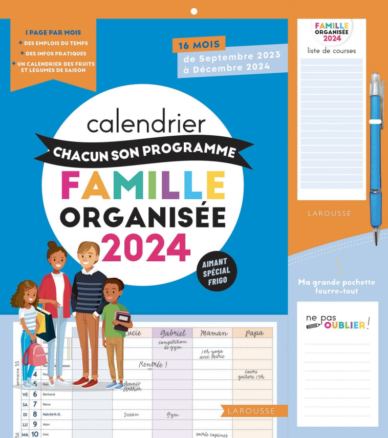 CALENDRIER CHACUN SON PROGRAMME FAMILLE ORGANISEE 2024 - A CHACUN SON PROGRAMME - XXX - LAROUSSE