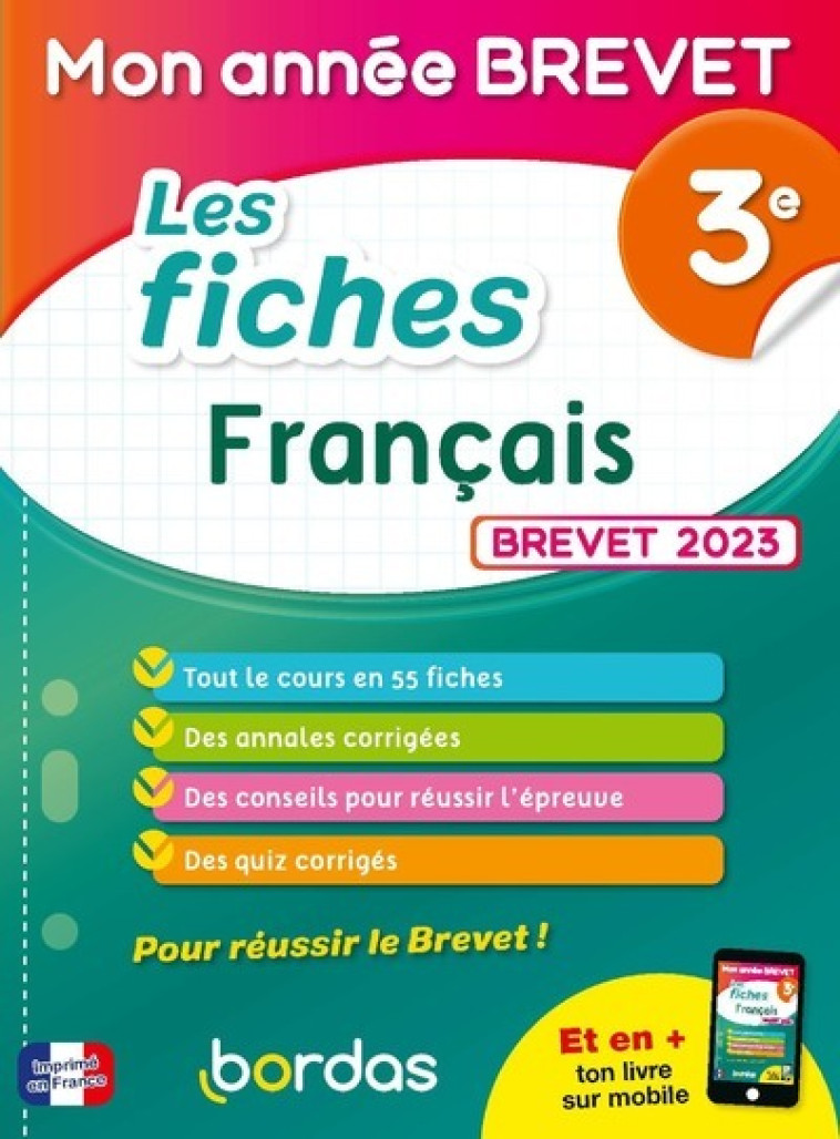 MON ANNEE BREVET LES FICHES FRANCAIS 3E - Thomas Gargallo - BORDAS