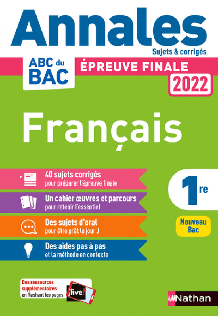 Annales Bac 2022 - Français 1re - Corrigé - Séléna Hébert, Anne Cassou-Noguès - NATHAN