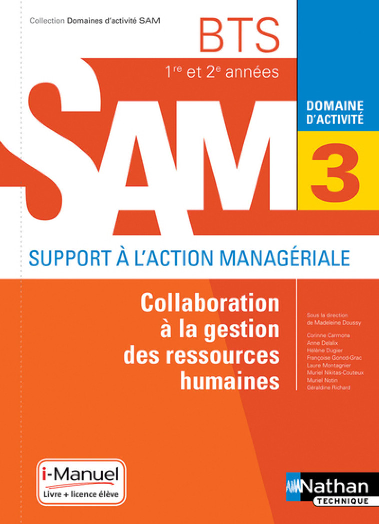 Collaboration à la gestion des RH BTS SAM 1e/2e années (DOM ACT SAM) Livre + licence élève - 2018 - Corinne Carmona - NATHAN