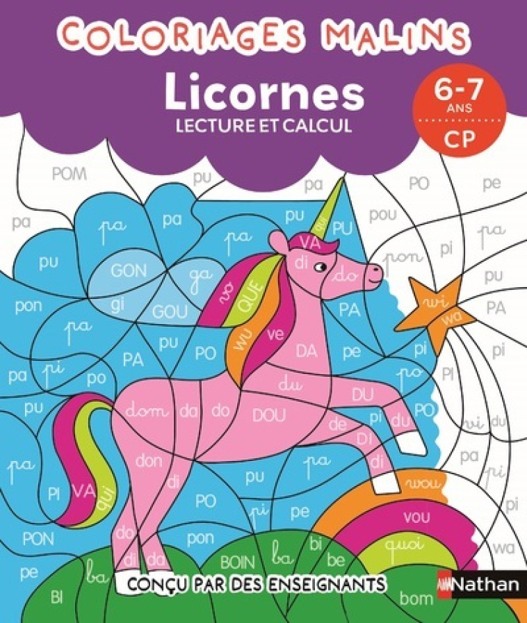 Coloriages malins - Licornes lecture et calcul - 6-7 ans CP - Isabelle Petit-Jean, Sandrine Monnier - NATHAN