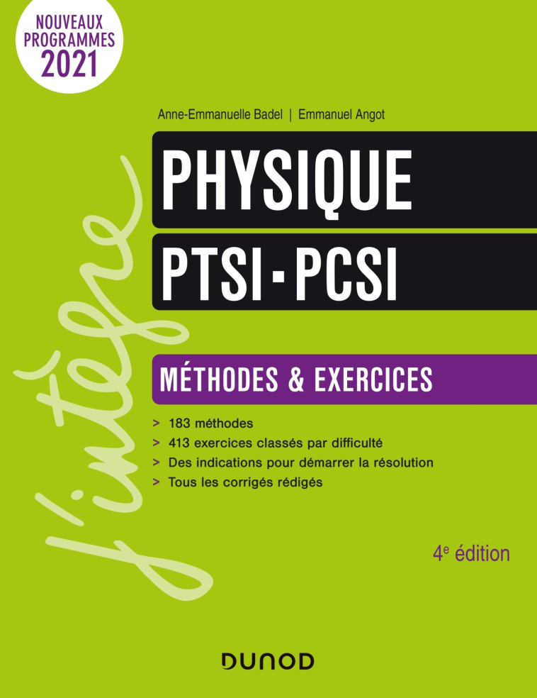 Physique Méthodes et exercices PTSI - PCSI - 4e éd. - Anne-Emmanuelle Badel, Emmanuel Angot - DUNOD