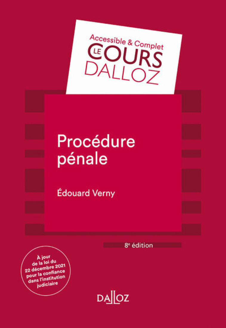 Procédure pénale 8ed - Édouard Verny - DALLOZ