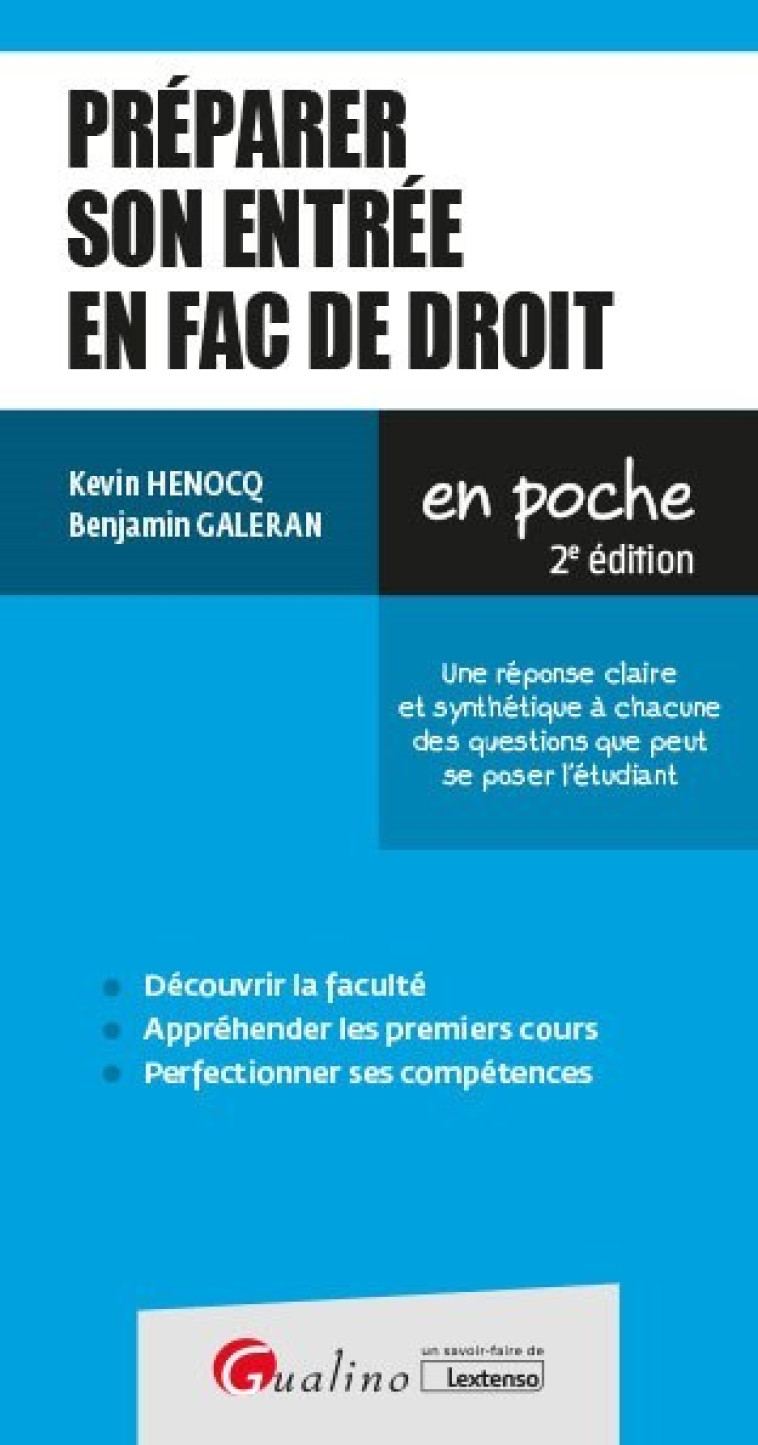 Préparer son entrée en Fac de Droit - Benjamin Galeran, Kévin Henocq - GUALINO