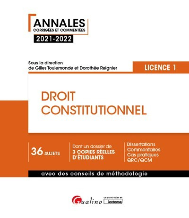 Droit constitutionnel - L1 - Dorothée Reignier, Gilles Toulemonde - GUALINO