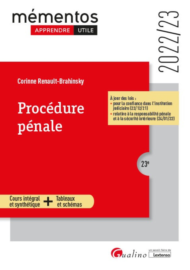 Procédure pénale - Corinne Renault-Brahinsky - GUALINO