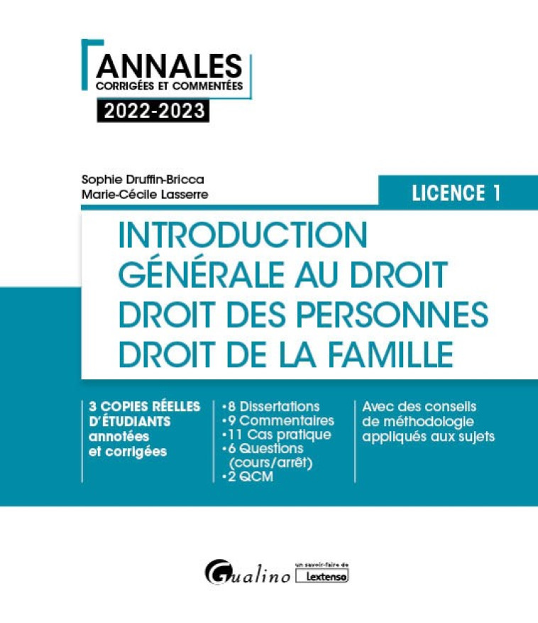 Introduction générale au droit et droit des personnes et de la famille - L1, 6ème édition - Marie-Cécile Lasserre, Sophie Druffin-Bricca - GUALINO